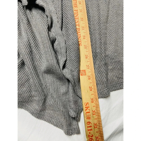 Sunday Womens Knit Metallic Cardigan Sz 1X Button Up Gray Long Sleeve Asymmetric - Picture 7 of 7